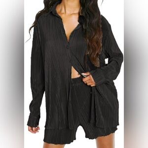 Black Pleated Matching Set